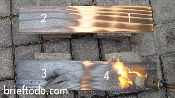 Wood protection burning grades of intensity test via yaki sugi